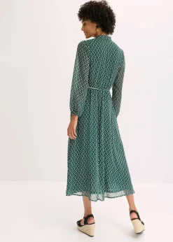 Chiffonkleid mit Kontrast-Pipings Damen Bekleidung·Pullover & Strickjacken|Kleider