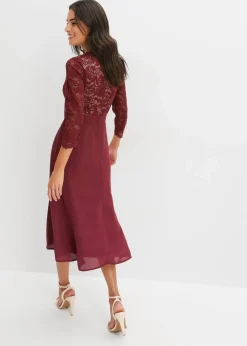 Damen bonprix Kleider|Festliche Mode|Chiffonkleid mit Spitze
