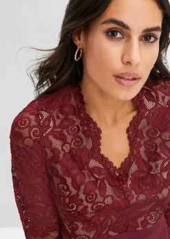 Damen bonprix Kleider|Festliche Mode|Chiffonkleid mit Spitze