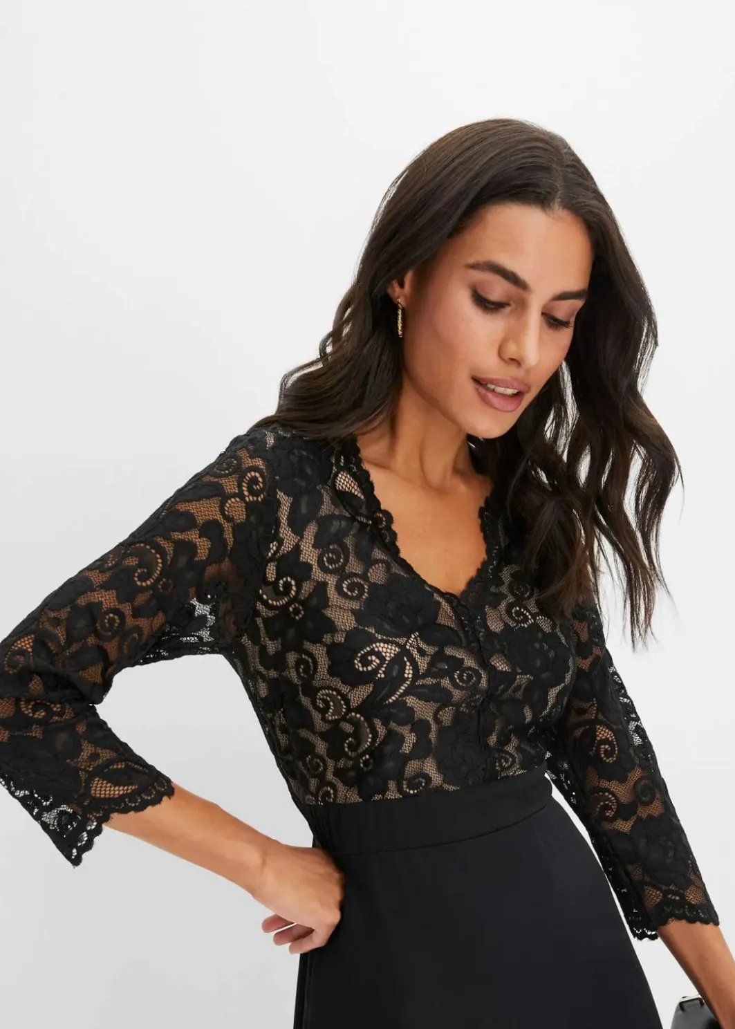 Clearance Chiffonkleid mit Spitze Damen Bekleidung·Pullover & Strickjacken|Festliche Mode