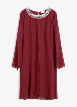 Online Chiffonkleid mit Strassstein-Applikation Damen Bekleidung·Pullover & Strickjacken|Festliche Mode