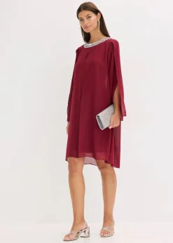 Online Chiffonkleid mit Strassstein-Applikation Damen Bekleidung·Pullover & Strickjacken|Festliche Mode