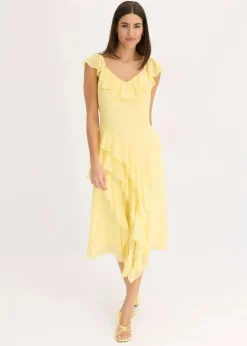 Online Chiffonkleid mit Trägern und Volants Damen Bekleidung·Pullover & Strickjacken|Festliche Mode