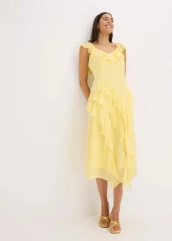 Online Chiffonkleid mit Trägern und Volants Damen Bekleidung·Pullover & Strickjacken|Festliche Mode