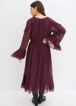 Damen bonprix Bekleidung·Pullover & Strickjacken|Chiffonkleid mit Volants