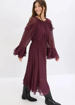 Damen bonprix Bekleidung·Pullover & Strickjacken|Chiffonkleid mit Volants