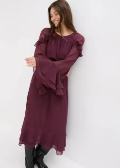 Damen bonprix Bekleidung·Pullover & Strickjacken|Chiffonkleid mit Volants