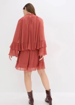 Damen bonprix Bekleidung·Pullover & Strickjacken|Nachhaltigere Materialien|Chiffonkleid mit Volants