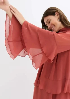 Damen bonprix Bekleidung·Pullover & Strickjacken|Nachhaltigere Materialien|Chiffonkleid mit Volants