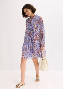 Damen bonprix Bekleidung·Pullover & Strickjacken|Nachhaltigere Materialien|Chiffon-Tunika-Kleid mit Schluppe