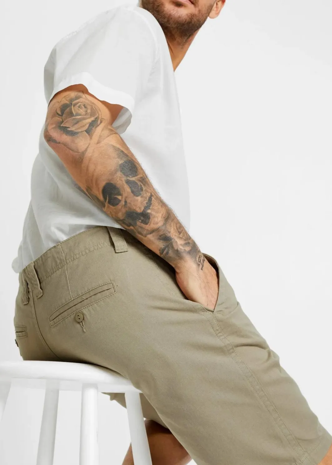 Herren bonprix Hosen|Basics|Chino-Bermuda aus reiner Baumwolle, Regular Fit