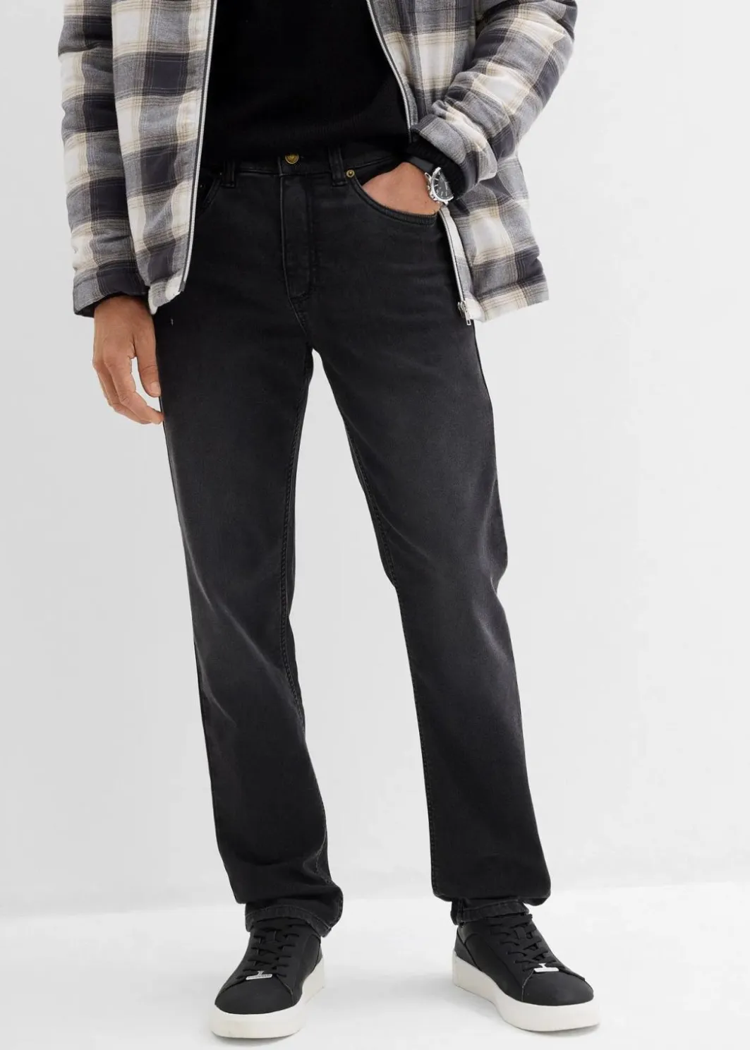 Herren bonprix Große Größen|Sweat|Classic Fit Jeans aus weichem Sweat-Denim mit Komfortbund, Straight