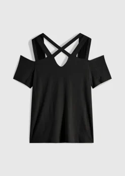 Damen bonprix Shirts & Tops|Nachhaltigere Materialien|Cold-Shoulder-Shirt aus softer Viskose