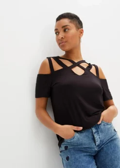 Damen bonprix Shirts & Tops|Nachhaltigere Materialien|Cold-Shoulder-Shirt aus softer Viskose