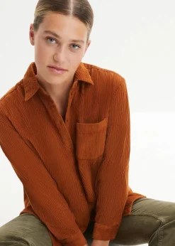 Damen bonprix Blusen & Tuniken|Bekleidung·Jacken & Mäntel|Cordhemd aus reiner Baumwolle