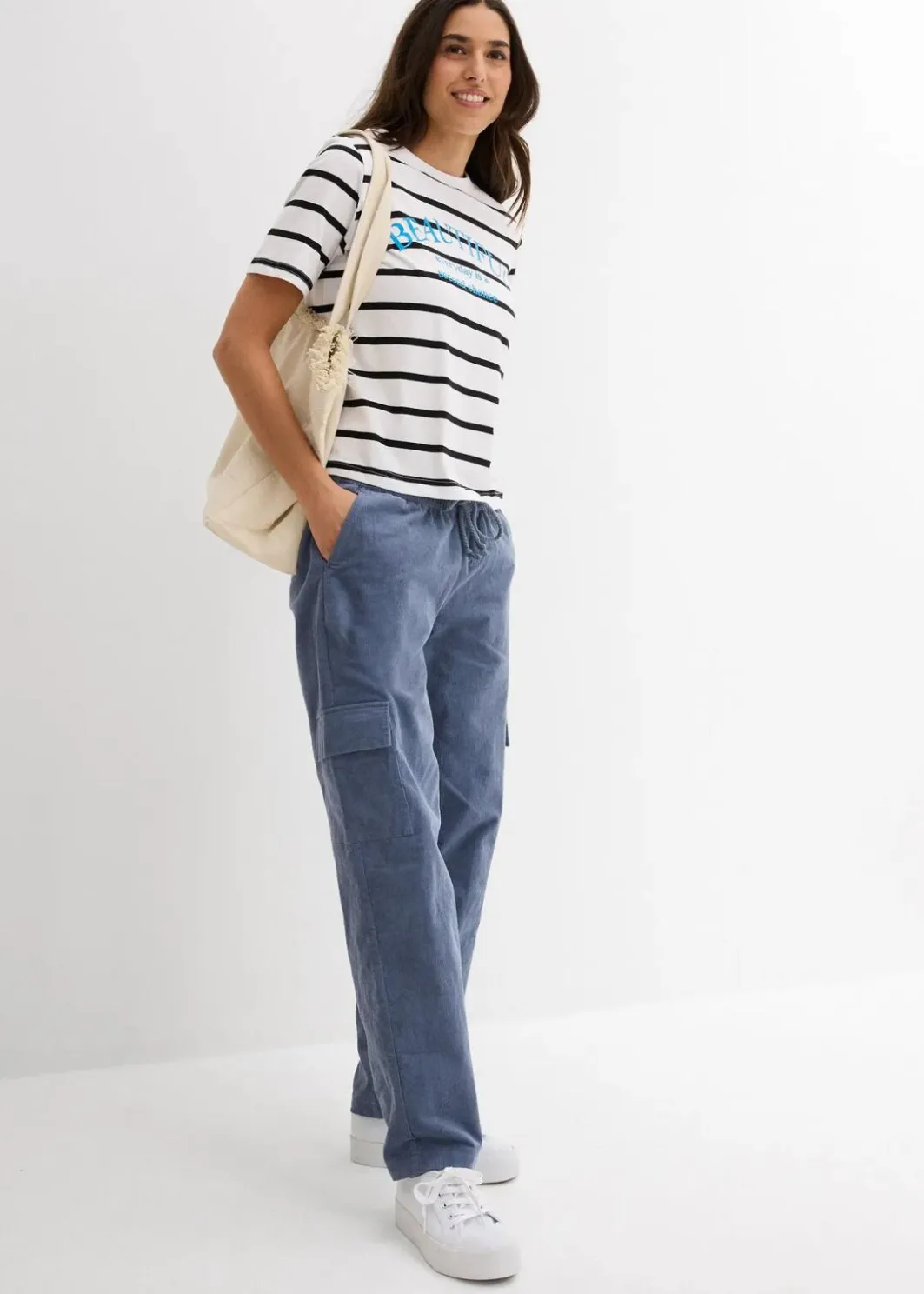 Damen bonprix Bekleidung·Kleider|Hosen|Cordhose im Barrel-Shape