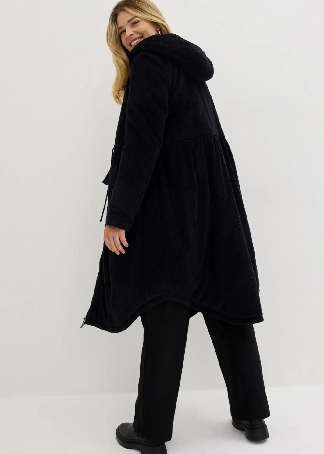 Damen bonprix Bekleidung·Hosen|Jacken & Mäntel|Cord-Mantel mit Teddy-Fleece Kapuze aus reiner Baumwolle