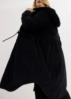 Damen bonprix Bekleidung·Hosen|Jacken & Mäntel|Cord-Mantel mit Teddy-Fleece Kapuze aus reiner Baumwolle