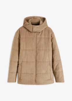Herren bonprix Jacken & Mäntel|Große Größen|Cord-Steppjacke mit abnehmbarer Kapuze