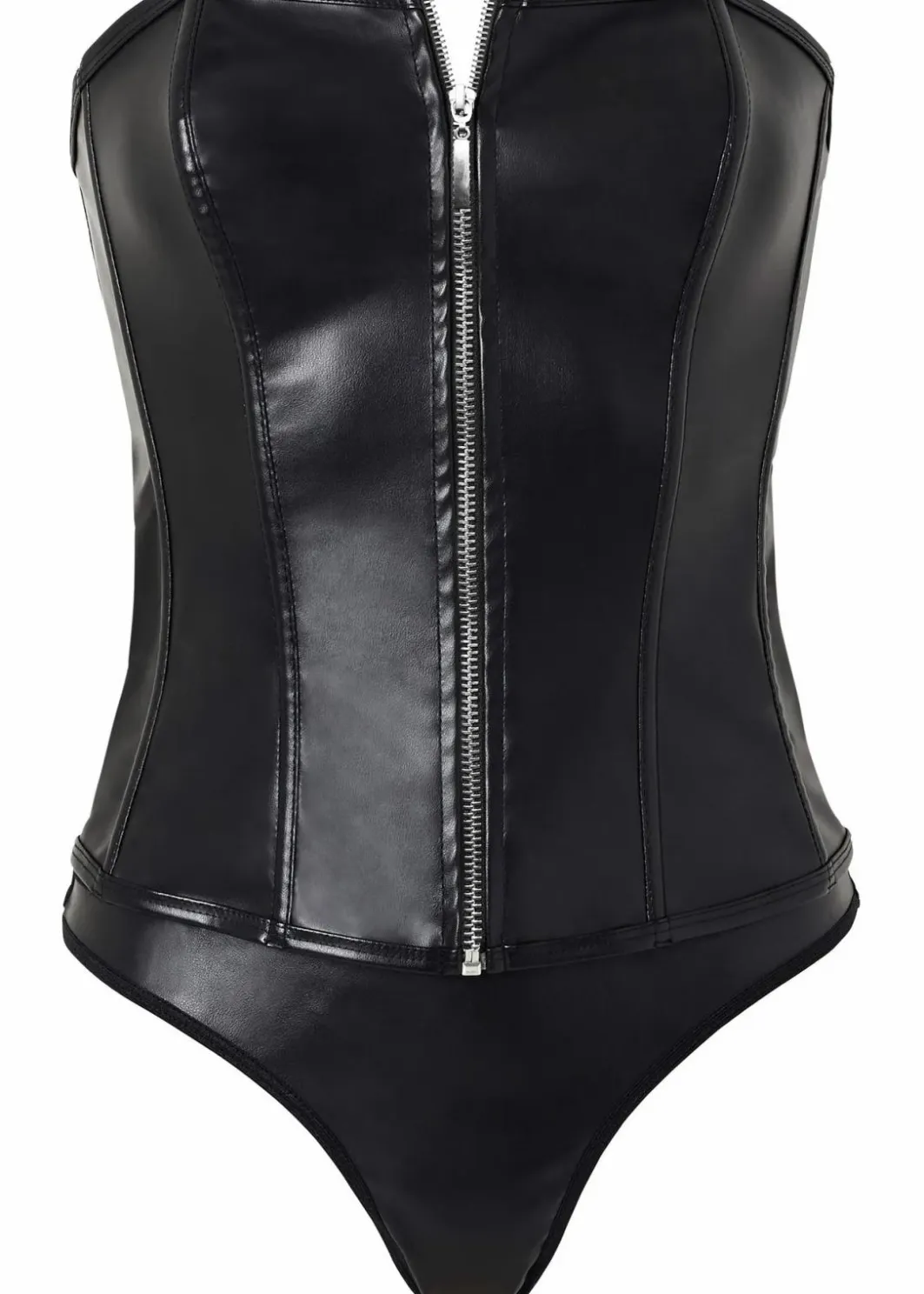 New Corsage+String aus Lederimitat (2-tlg.Set) Damen Erotikwäsche|Dessous