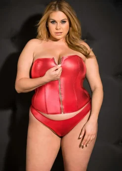 Corsage+String aus Lederimitat (2-tlg.Set) Damen Wäsche·Corsagen & Negligés|Wäsche·Dessous