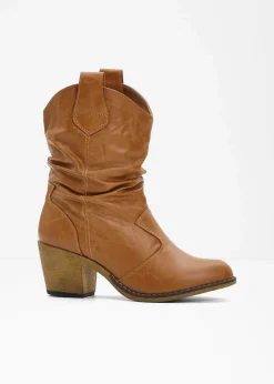 Damen bonprix Stiefeletten|Schuhe & Accessoires In Spezialgrößen·Schuhe In Übergröße|Cowboy-Boots mit Raffung
