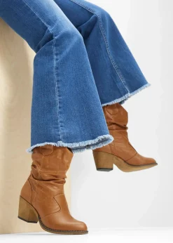 Damen bonprix Stiefeletten|Schuhe & Accessoires In Spezialgrößen·Schuhe In Übergröße|Cowboy-Boots mit Raffung