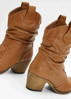 Damen bonprix Stiefeletten|Schuhe & Accessoires In Spezialgrößen·Schuhe In Übergröße|Cowboy-Boots mit Raffung