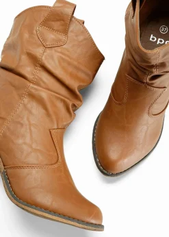 Damen bonprix Stiefeletten|Schuhe & Accessoires In Spezialgrößen·Schuhe In Übergröße|Cowboy-Boots mit Raffung