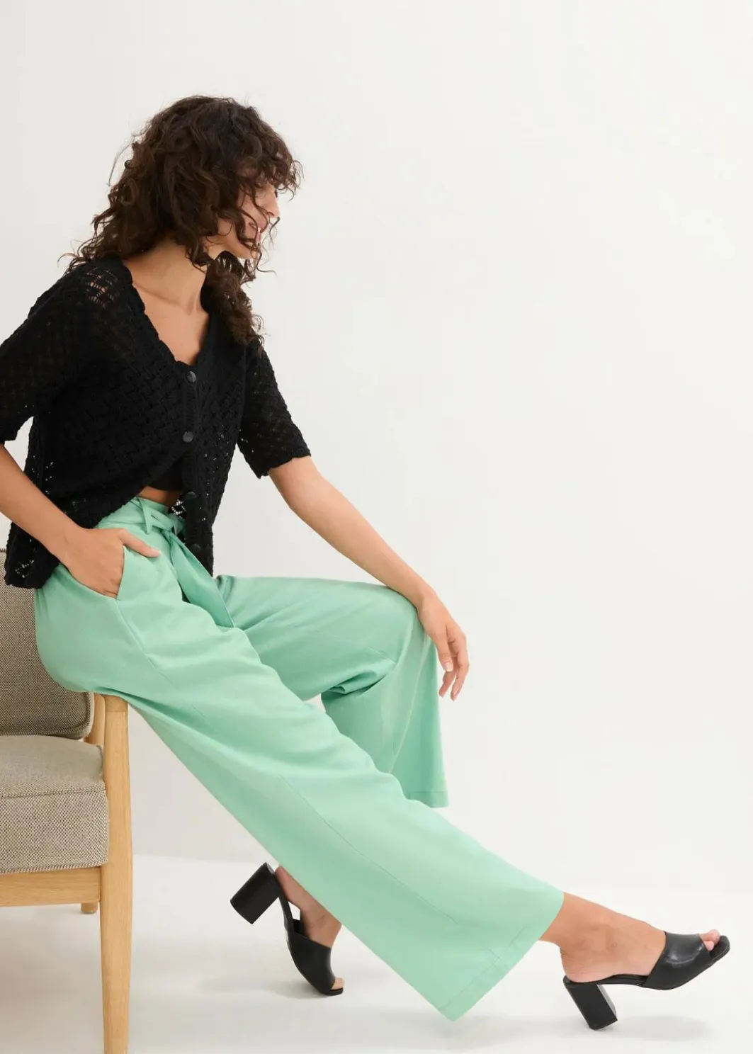 Damen bonprix Bekleidung·Kleider|Hosen|Culotte aus luftigem Leinen-Mix