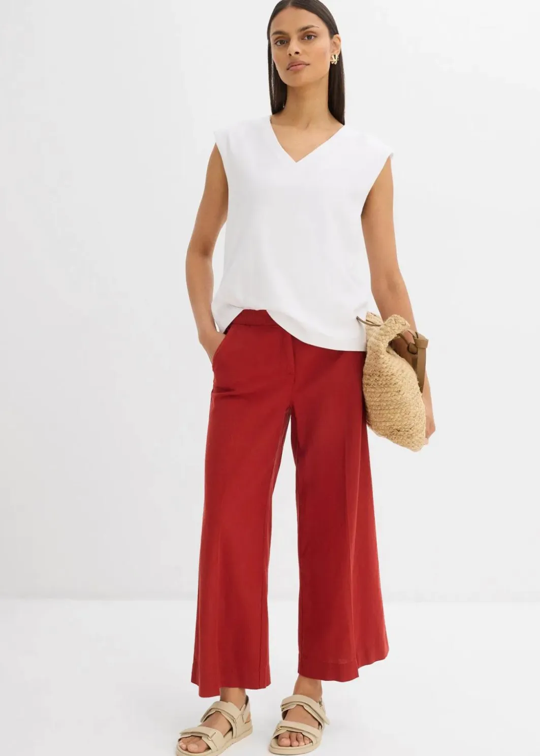 Damen bonprix Hosen|Bekleidung·Kleider|Culotte mit elastischem Bund aus Viskose-Mix