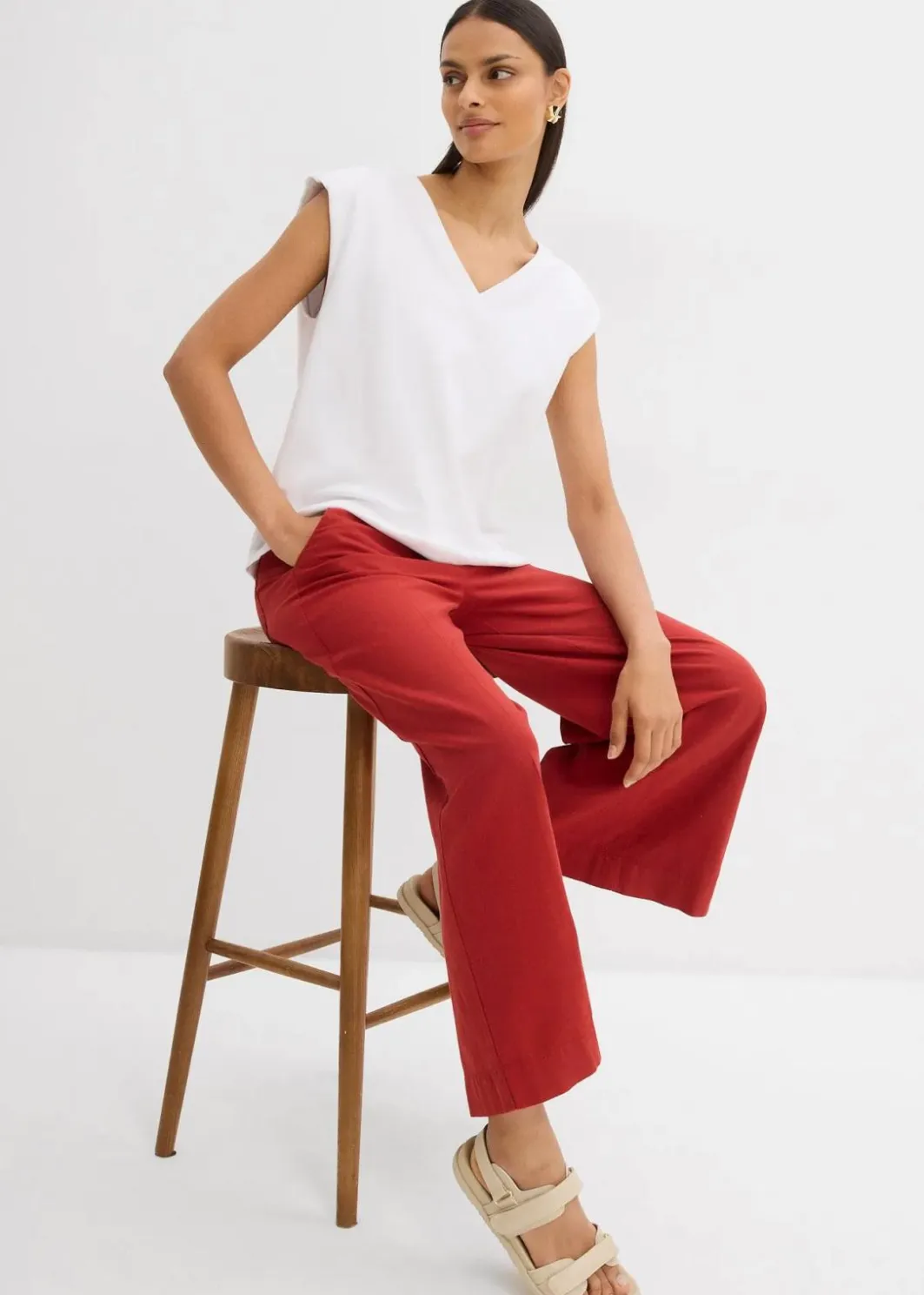 Damen bonprix Hosen|Bekleidung·Kleider|Culotte mit elastischem Bund aus Viskose-Mix