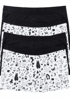 Damen bonprix Wäsche·Baumwollunterwäsche|Wäsche·Höschen|Damen Boxer (4er Pack)