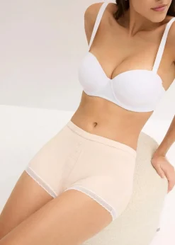 Damen bonprix Wäsche·Baumwollunterwäsche|Wäsche·Höschen|Damen Boxergerippt mit Spitze (4er Pack)