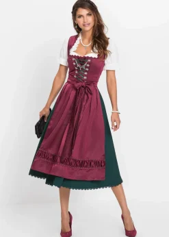 Damen bonprix Kurzgrößen|Bekleidung·Pullover & Strickjacken|Dirndl mit bestickter Satin-Schürze (2-tlg.Set)