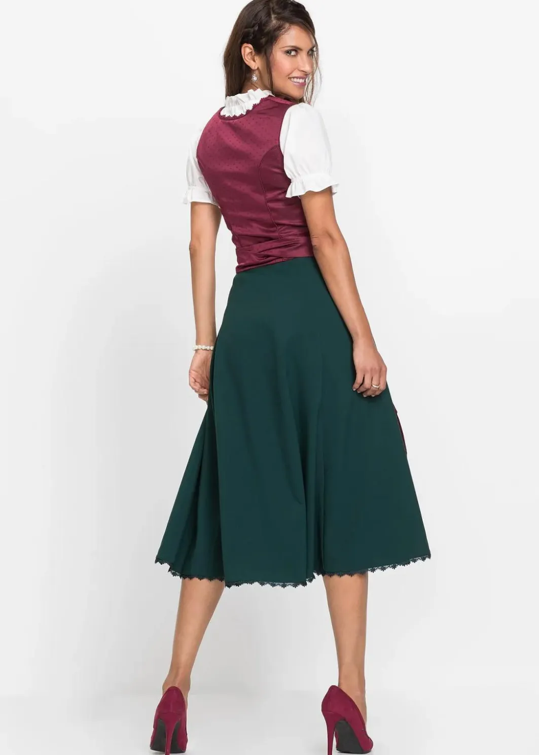 Hot Dirndl mit bestickter Satin-Schürze (2-tlg.Set) Damen Kleider|Kurzgrößen