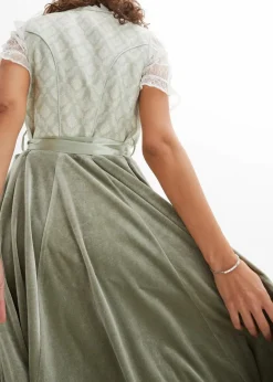 Damen bonprix Kleider|Kurzgrößen|Dirndl mit Jacquard und Stickerei (2-tlg.Set)