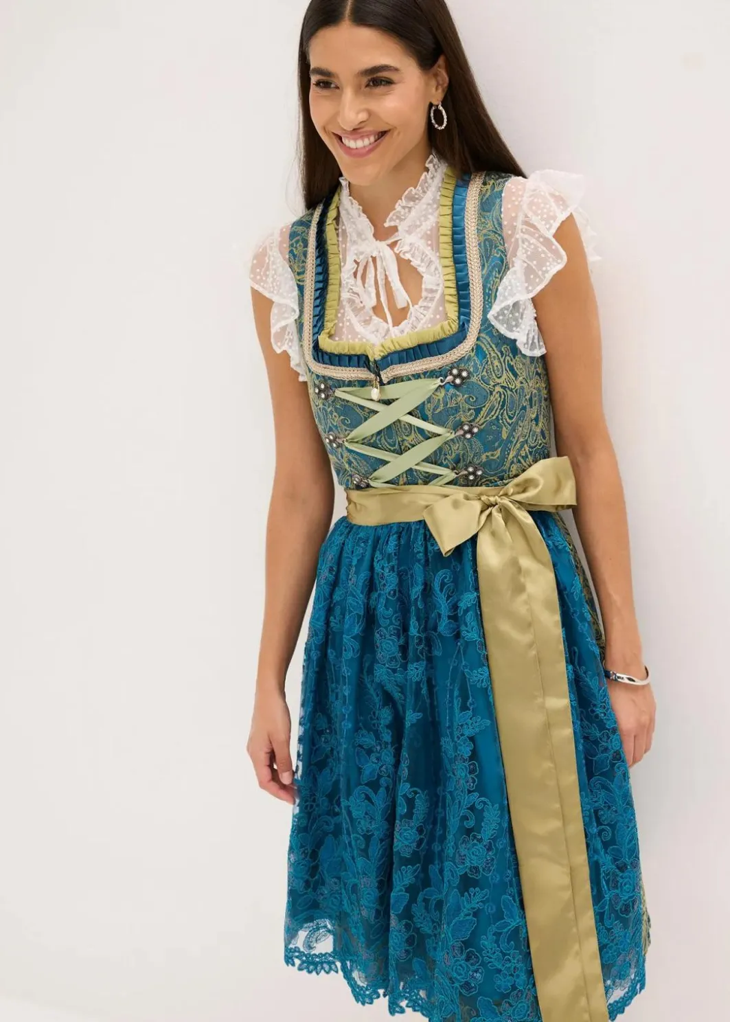 Damen bonprix Kleider|Bekleidung·Pullover & Strickjacken|Dirndl mit Pailletten Schürze (2-tlg.Set)