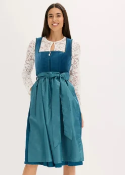 Discount Dirndl mit Samt in Midilänge (2-tlg.Set) Damen Bekleidung·Pullover & Strickjacken|Kleider