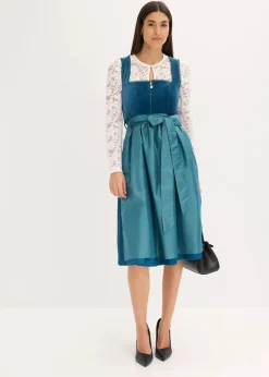 Discount Dirndl mit Samt in Midilänge (2-tlg.Set) Damen Bekleidung·Pullover & Strickjacken|Kleider