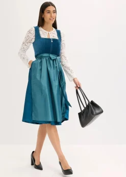 Discount Dirndl mit Samt in Midilänge (2-tlg.Set) Damen Bekleidung·Pullover & Strickjacken|Kleider