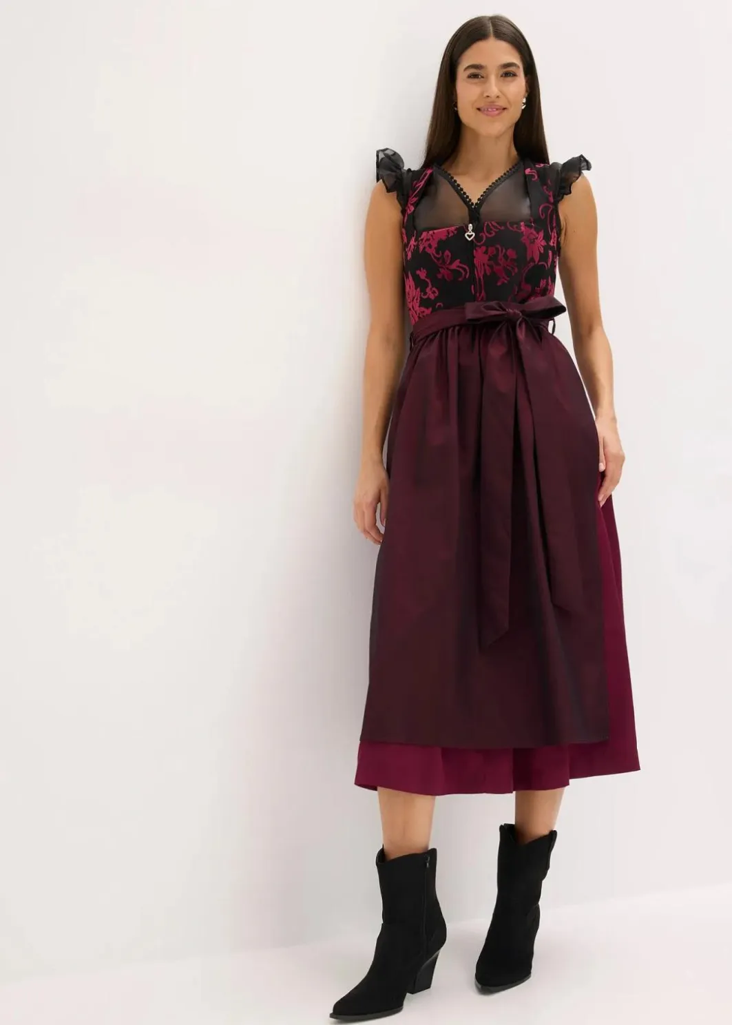 Best Dirndl mit Samt in Midilänge (2-tlg.Set) Damen Bekleidung·Pullover & Strickjacken|Kleider