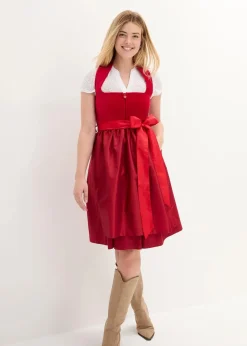 Clearance Dirndl mit Samt-Mieder und Satin-Schürze (2-tlg.Set) Damen Kleider|Bekleidung·Pullover & Strickjacken