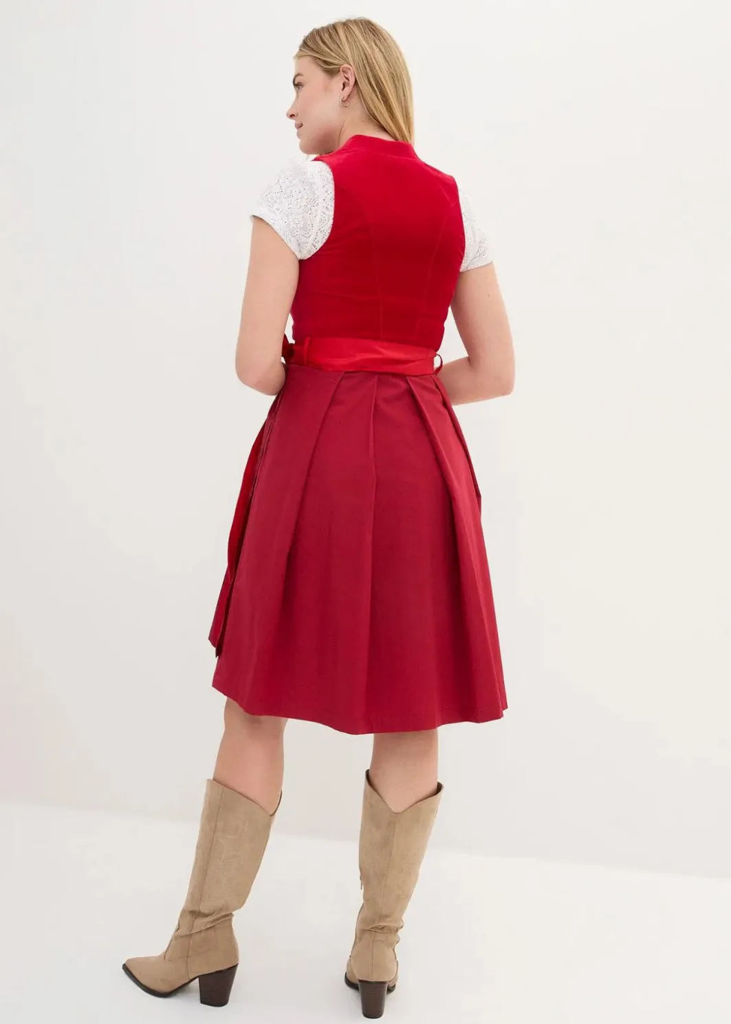 Clearance Dirndl mit Samt-Mieder und Satin-Schürze (2-tlg.Set) Damen Kleider|Bekleidung·Pullover & Strickjacken