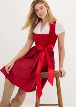 Clearance Dirndl mit Samt-Mieder und Satin-Schürze (2-tlg.Set) Damen Kleider|Bekleidung·Pullover & Strickjacken