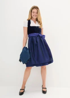 Damen bonprix Kleider|Bekleidung·Pullover & Strickjacken|Dirndl mit Samt-Mieder und Satin-Schürze (2-tlg.Set)