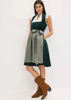 Damen bonprix Bekleidung·Pullover & Strickjacken|Kleider|Dirndl mit Samt-Mieder und Satin-Schürze (2-tlg.Set)