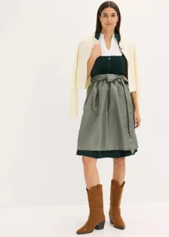 Damen bonprix Bekleidung·Pullover & Strickjacken|Kleider|Dirndl mit Samt-Mieder und Satin-Schürze (2-tlg.Set)