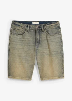 New Dirty Washed Stretch-Jeans-Bermuda, Regular Fit Herren Große Größen|Shorts