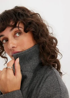Damen bonprix Kurzgrößen|Bekleidung·Hosen|Doppelreihiger Oversize-Mantel in Wolloptik